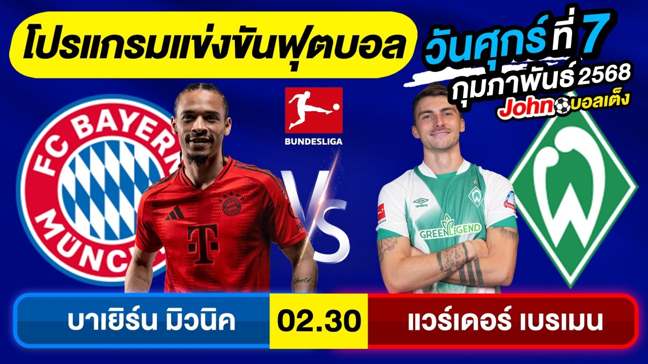 วิเคราะห์บอลวันนี้ บอลเต็ง ทีเด็ดบอล วันศุกร์ ที่ 7 กุมภาพันธ์ 2568 By จอห์นบอลเต็ง