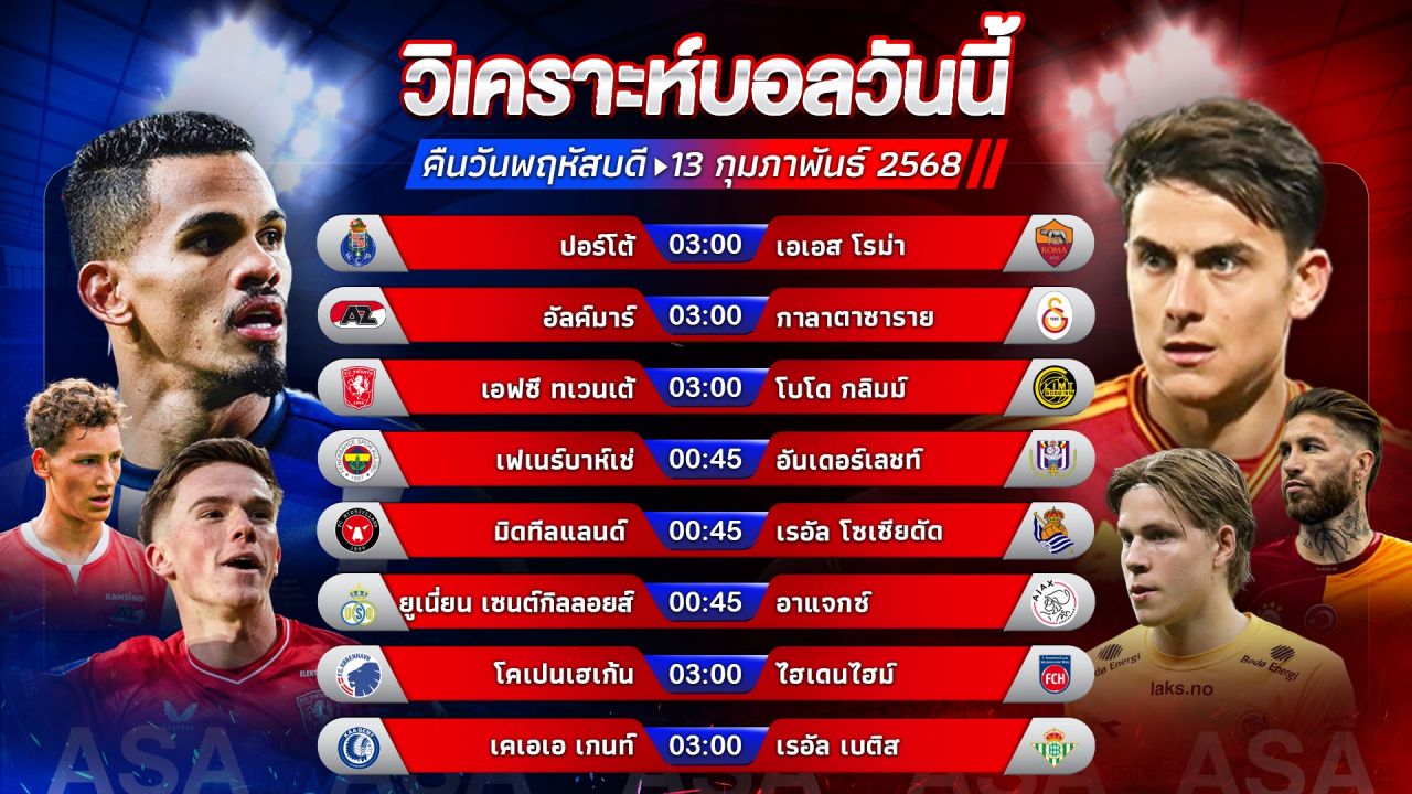 ⚽️🔥🔵วิเคราะห์บอลวันนี้ ทีเด็ดบอล l วันพฤหัสสบดี ที่ 13 กุมภาพันธ์ 2568 l by อัศวินล้มโต๊ะ #ยูโรปาลีก