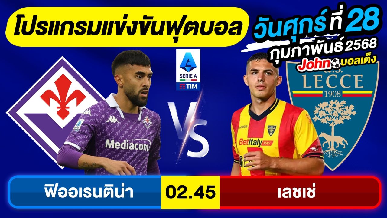วิเคราะห์บอลวันนี้ บอลเต็ง ทีเด็ดบอล วันศุกร์ ที่ 28 กุมภาพันธ์ 2568 By จอห์นบอลเต็ง
