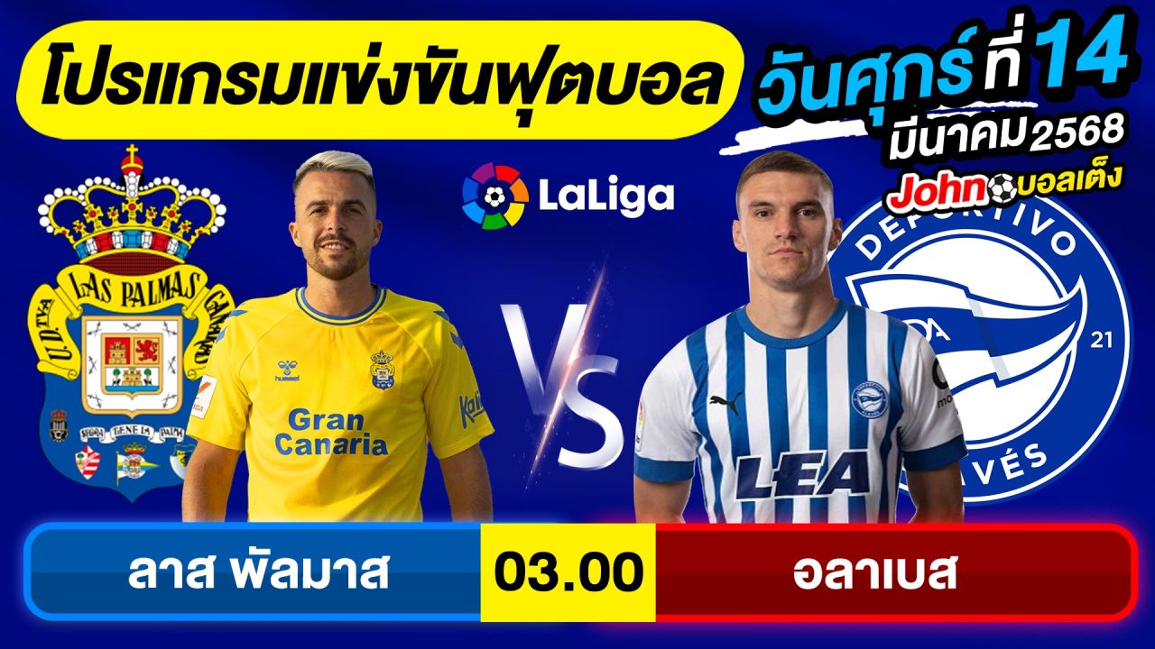 วิเคราะห์บอลวันนี้ บอลเต็ง ทีเด็ดบอล วันศุกร์ ที่ 14 มีนาคม 2568 By จอห์นบอลเต็ง