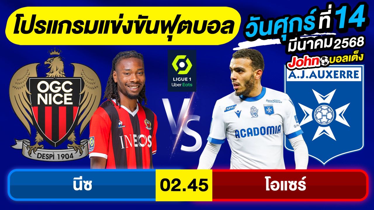 วิเคราะห์บอลวันนี้ บอลเต็ง ทีเด็ดบอล วันศุกร์ ที่ 14 มีนาคม 2568 By จอห์นบอลเต็ง