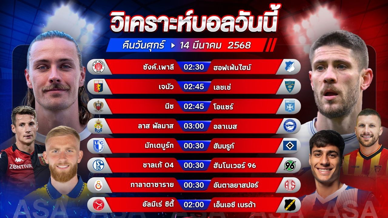 🎯⚽️🙋🏻‍♂️วิเคราะห์บอลวันนี้ ทีเด็ดบอล l วันศุกร์ที่ 14 มีนาคม 2568 l by อัศวินล้มโต๊ะ #บุนเดสลีกา #เซเรียอา