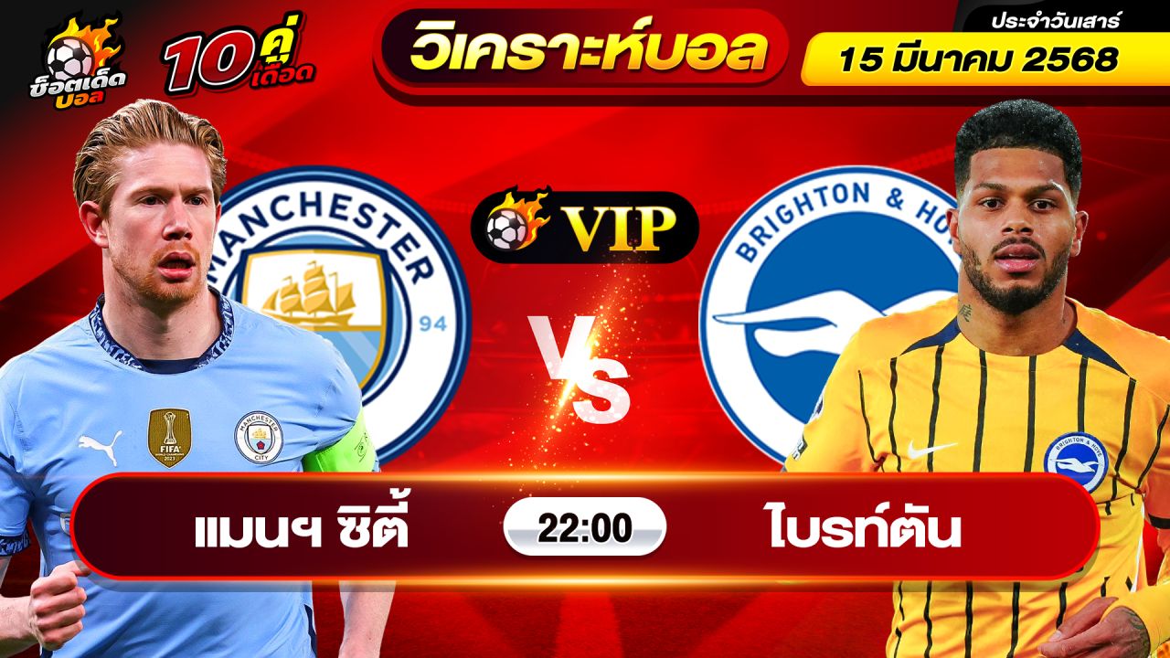 วิเคราะห์บอลวันนี้ ทีเด็ดบอล วันเสาร์ ที่ 15 มีนาคม 2568 By ช็อตเด็ดบอลเต็ง