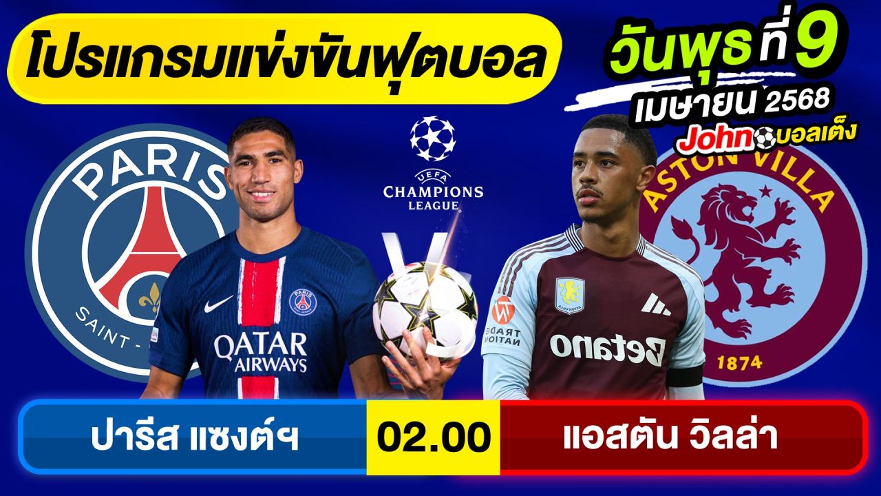 วิเคราะห์บอลวันนี้ บอลเต็ง ทีเด็ดบอล วันวันพุธ ที่ 9 เมษายน 2568 By จอห์นบอลเต็ง