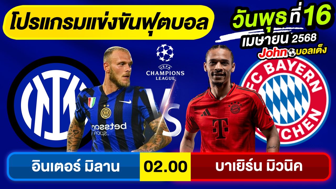 วิเคราะห์บอลวันนี้ บอลเต็ง ทีเด็ดบอล วันพุธ ที่ 16 เมษายน 2568 By จอห์นบอลเต็ง