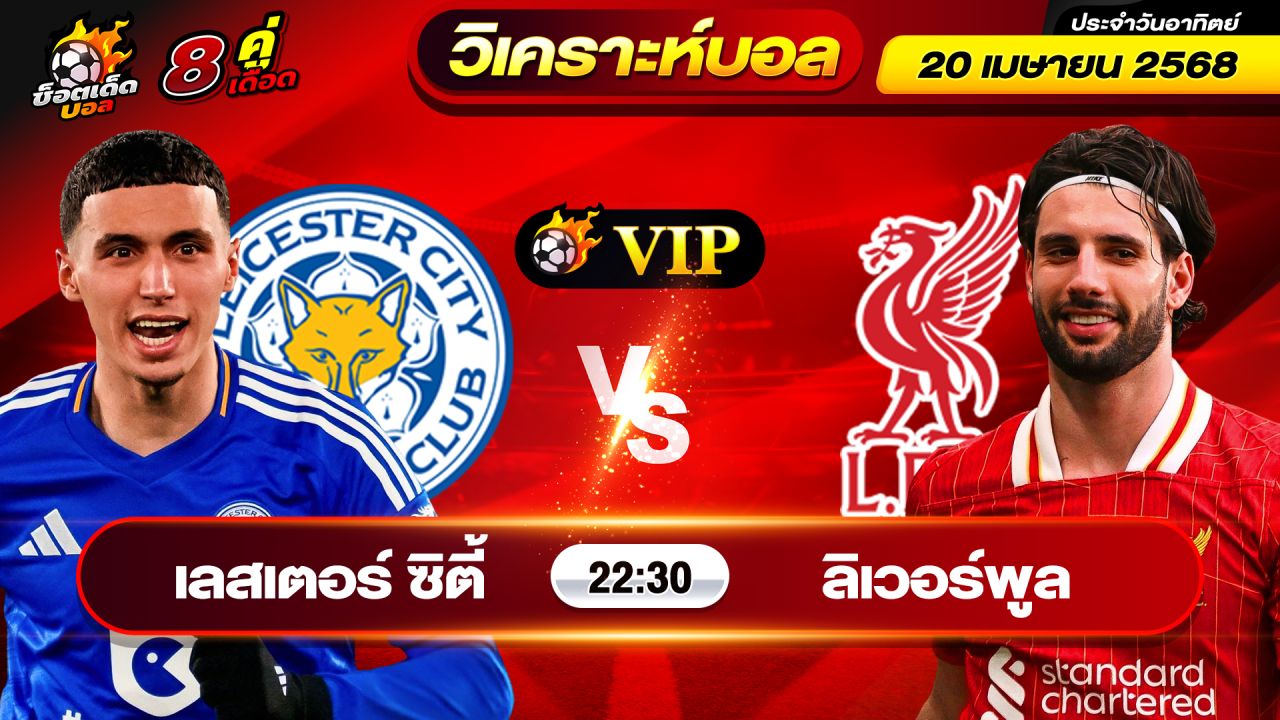 วิเคราะห์บอลวันนี้ ทีเด็ดบอล วันอาทิตย์ ที่ 20 เมษายน 2568 By ช็อตเด็ดบอลเต็ง