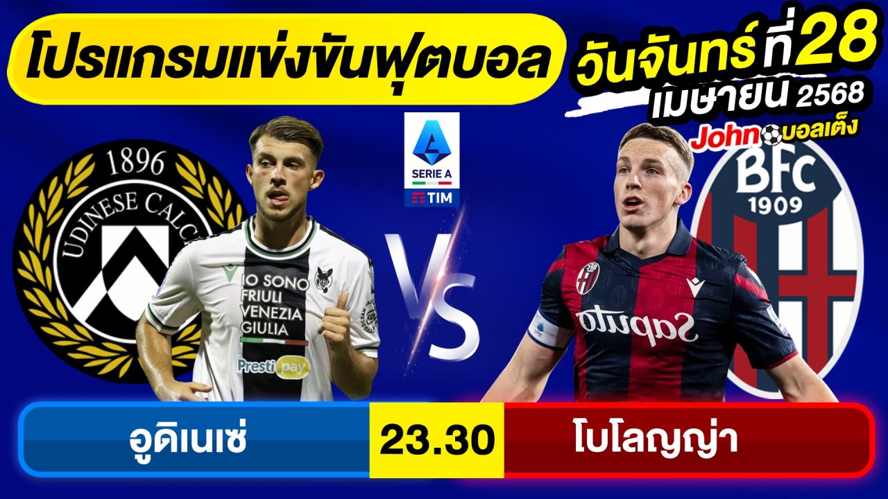 วิเคราะห์บอลวันนี้ บอลเต็ง ทีเด็ดบอล วันจันทร์ ที่ 28 เมษายน 2568 By จอห์นบอลเต็ง
