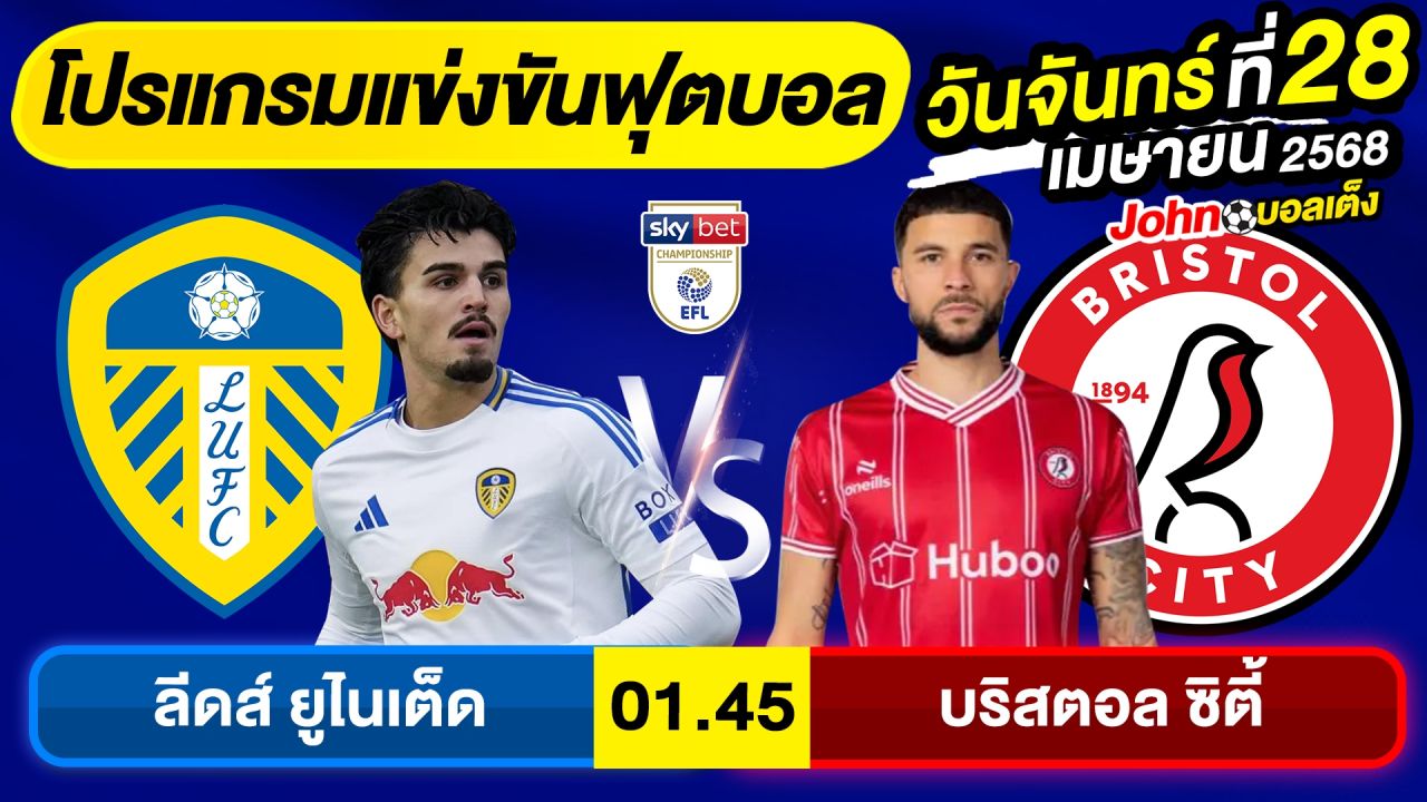 วิเคราะห์บอลวันนี้ บอลเต็ง ทีเด็ดบอล วันจันทร์ ที่ 28 เมษายน 2568 By จอห์นบอลเต็ง