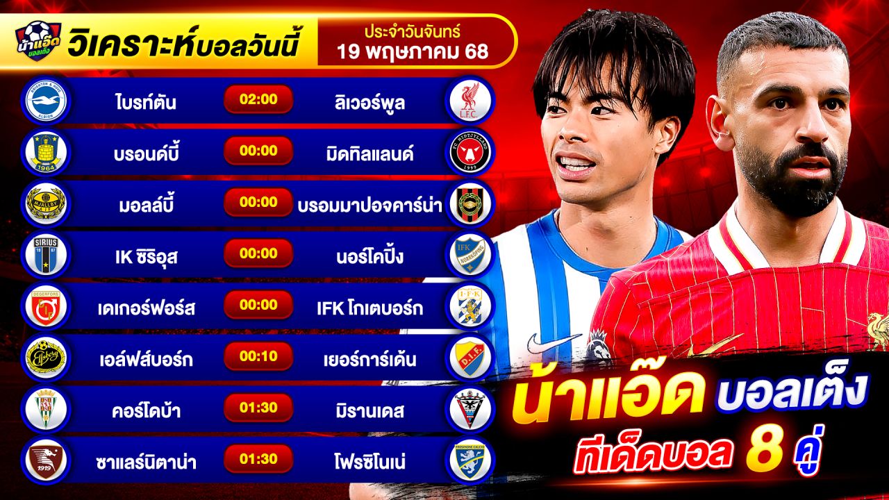 วิเคราะห์บอลวันนี้ ทีเด็ดบอล วันจันทร์ ที่ 19 พฤษภาคม 2568 By น้าแอ๊ดบอลเต็ง #วิเคราะห์บอลวันนี้