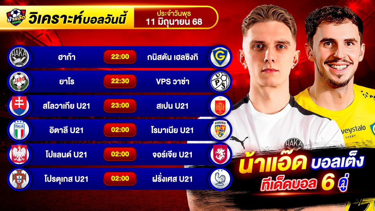 วิเคราะห์บอลวันนี้ ทีเด็ดบอล วันพุธ ที่ 11 มิถุนายน 2568 By น้าแอ๊ดบอลเต็ง #วิเคราะห์บอลวันนี้