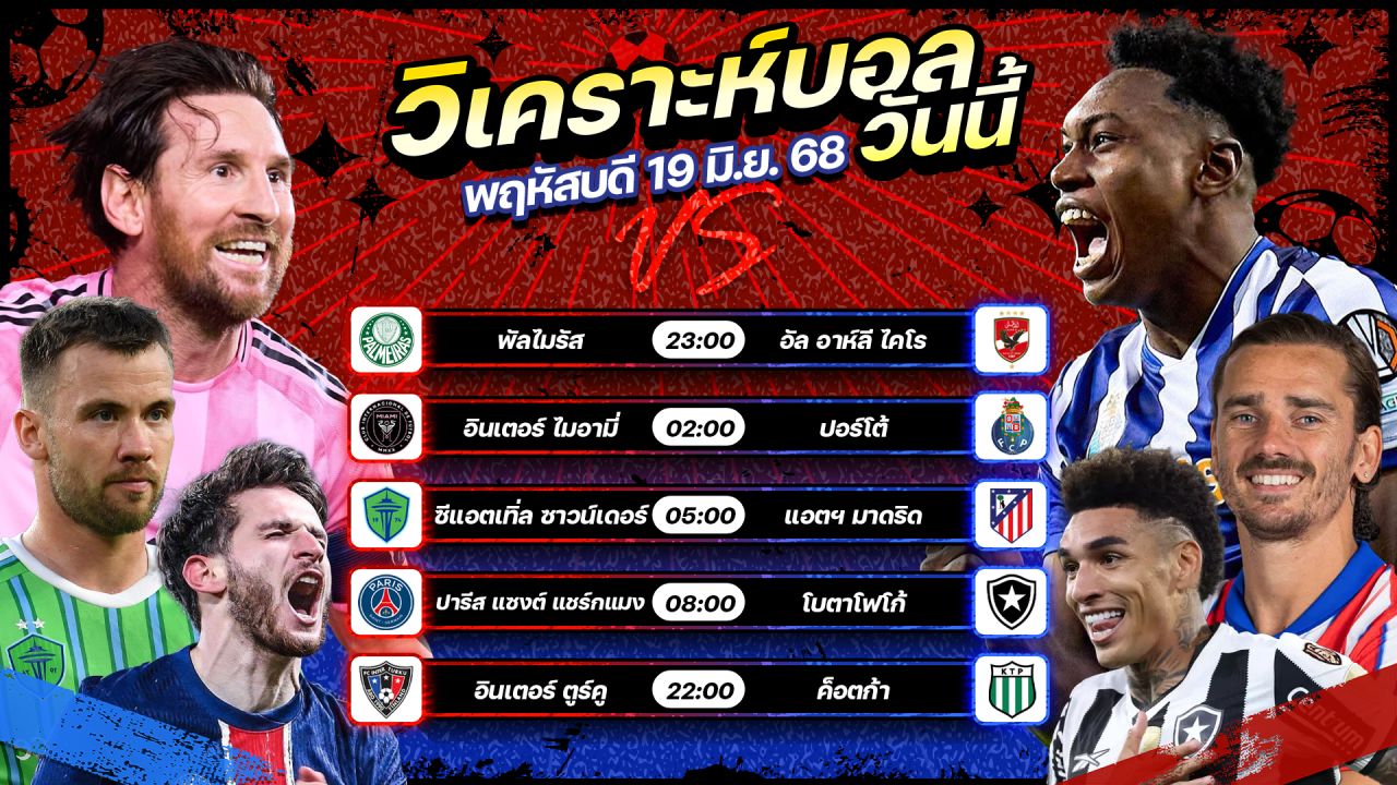 🥇🏆🥳วิเคราะห์บอลวันนี้ ทีเด็ดบอล l วันพฤหัสบดีที่ 19 มิถุนายน 2568 l by อัศวินล้มโต๊ะ #ชิงแชมป์สโมสรโลก