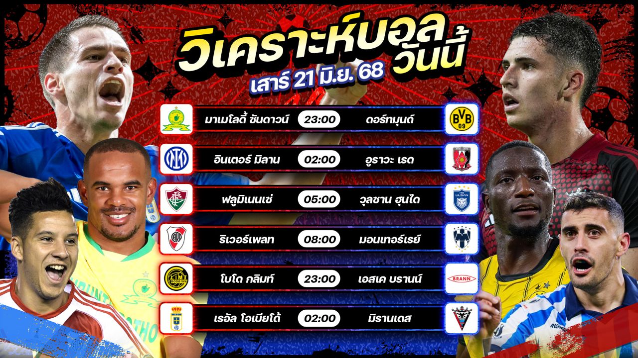 🏆🚨🥳วิเคราะห์บอลวันนี้ ทีเด็ดบอล l วันเสาร์ที่ 21 มิถุนายน 2568 l by อัศวินล้มโต๊ะ #ชิงแชมป์สโมสรโลก