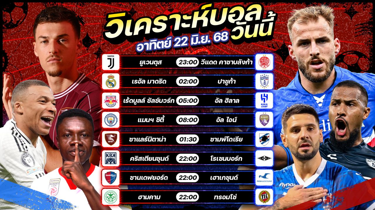 🚨🥇🕺🏻วิเคราะห์บอลวันนี้ ทีเด็ดบอล l วันอาทิตย์ที่ 22 มิถุนายน 2568 l by อัศวินล้มโต๊ะ #ชิงแชมป์สโมสรโลก