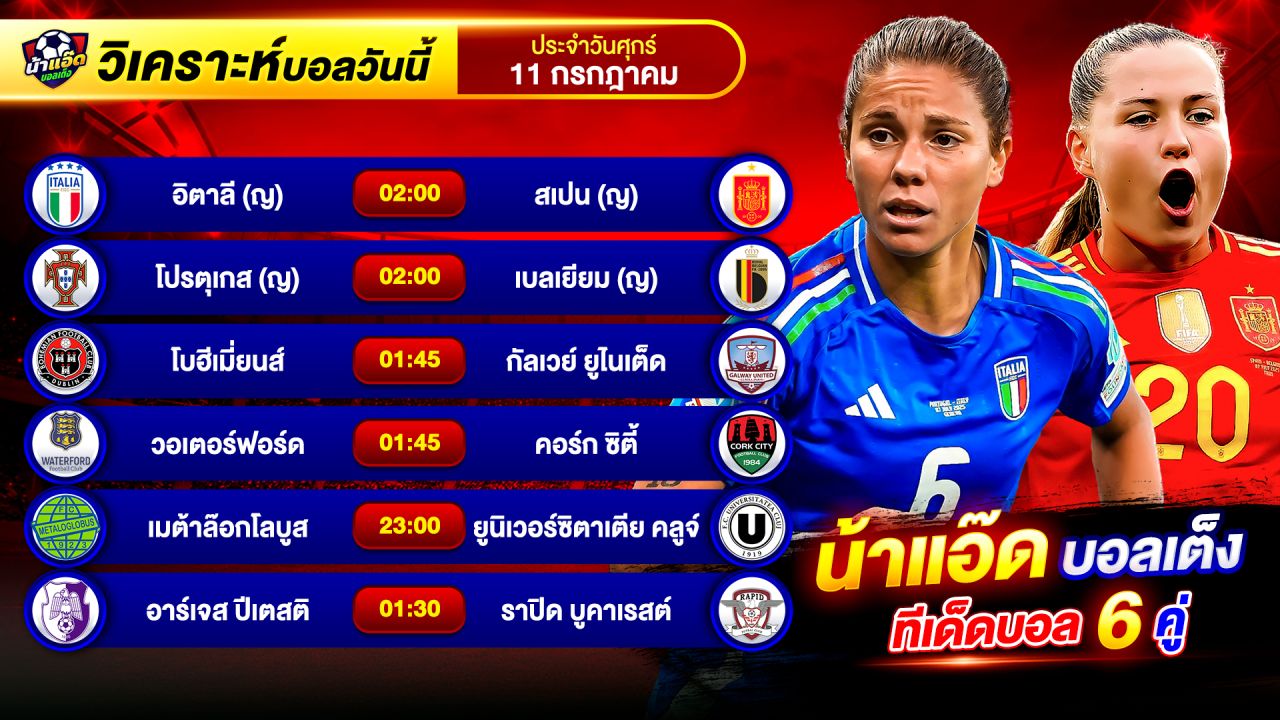 วิเคราะห์บอลวันนี้ ทีเด็ดบอล วันศุกร์ ที่ 11 กรกฎาคม 2568 By น้าแอ๊ดบอลเต็ง #วิเคราะห์บอลวันนี้