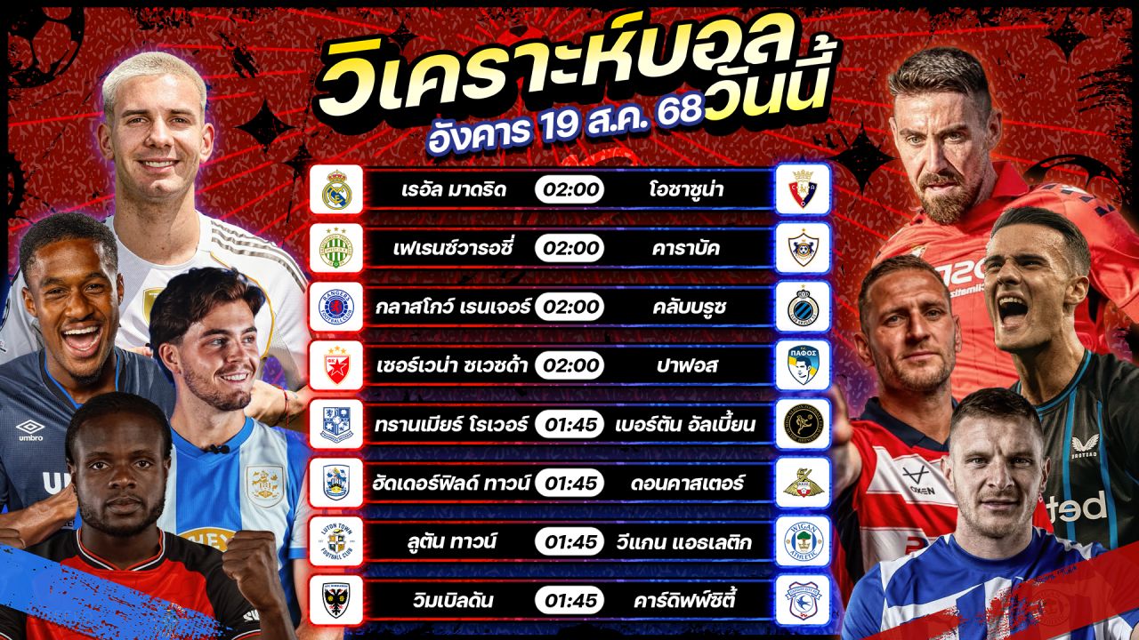 ⚽️🎯😎วิเคราะห์บอลวันนี้ ทีเด็ดบอล l วันอังคาร ที่ 19 สิงหาคม 2568 l by อัศวินล้มโต๊ะ #ลาลีกา #ยูฟ่าแชมเปี้ยนส์ลีก