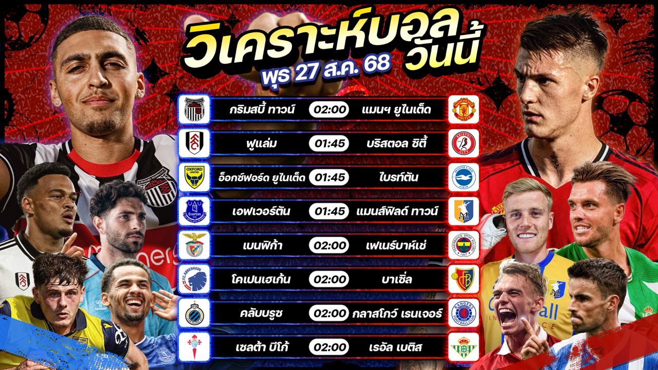 ⚽️🥇🥳วิเคราะห์บอลวันนี้ ทีเด็ดบอล l วันพุธ ที่ 27 สิงหาคม 2568 l by อัศวินล้มโต๊ะ #คาราบาวคัพ #ยูฟ่าแชมเปี้ยนส์ลีก #เดเอฟเบโพคาล