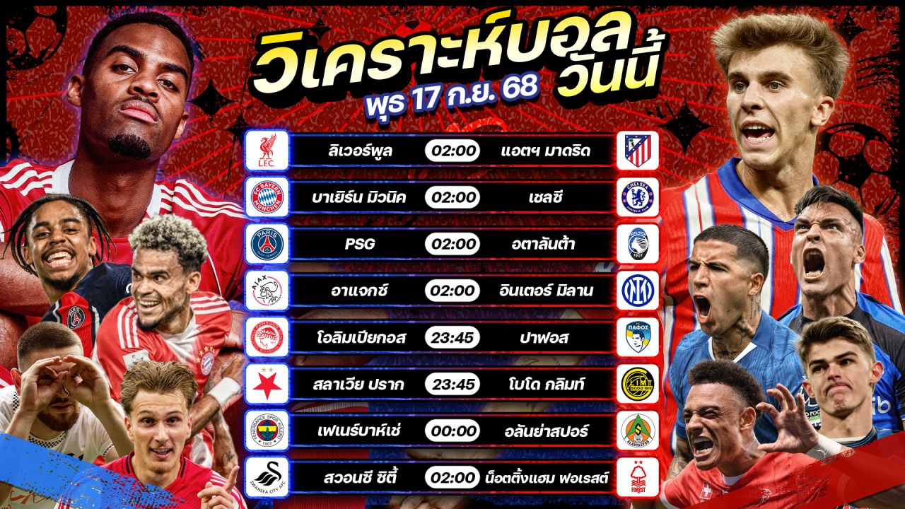 🥇⚽️🥳วิเคราะห์บอลวันนี้ ทีเด็ดบอล l วันพุธ ที่ 17 กันยายน 2568 l by อัศวินล้มโต๊ะ #ยูฟ่าแชมเปี้ยนส์ลีก #ตรุกีซุปเปอร์ลีก #คาราบาวคัพ