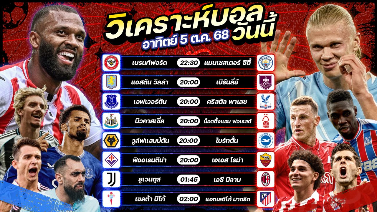 🥇⚽️🥳วิเคราะห์บอลวันนี้ ทีเด็ดบอล l วันอาทิตย์ ที่ 5 ตุลาคม 2568 l by อัศวินล้มโต๊ะ #พรีเมียร์ลีก #บุนเดสลีกา #เซเรียอา #ลาลีกา #ไทยแลนด์พรีเมียร์ลีก