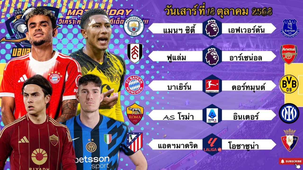 วิเคราะห์บอลวันนี้ 18 ตุลาคม 2568🏴󠁧󠁢󠁥󠁮󠁧󠁿แมนฯซิตี้ อาร์เซน่อล หวานเจี๊ยบ🇩🇪บาเยิร์นชิวๆ😎Byบลูบอลเด็ด