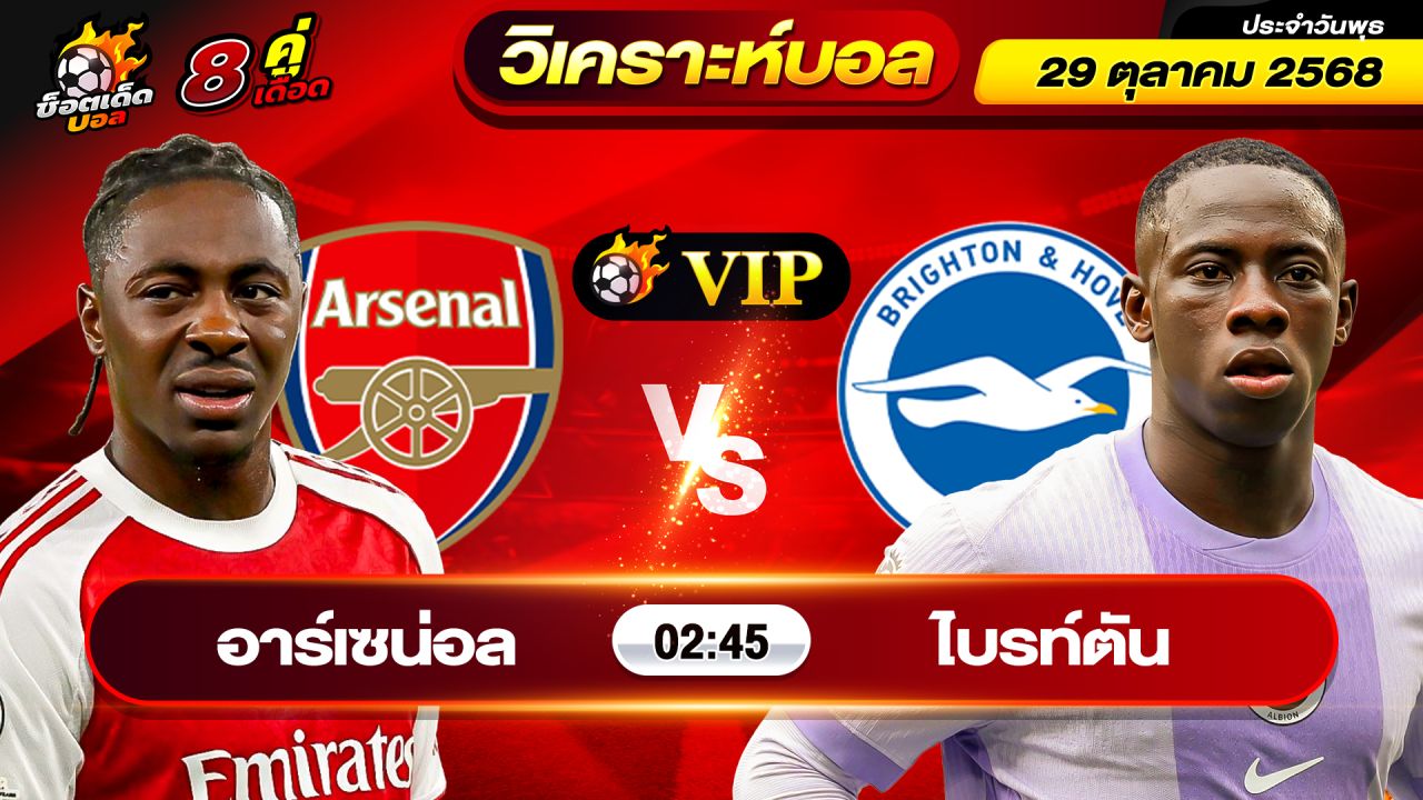 วิเคราะห์บอลวันนี้ ทีเด็ดบอล วันพุธ ที่ 29 ตุลาคม 2568 By ช็อตเด็ดบอลเต็ง