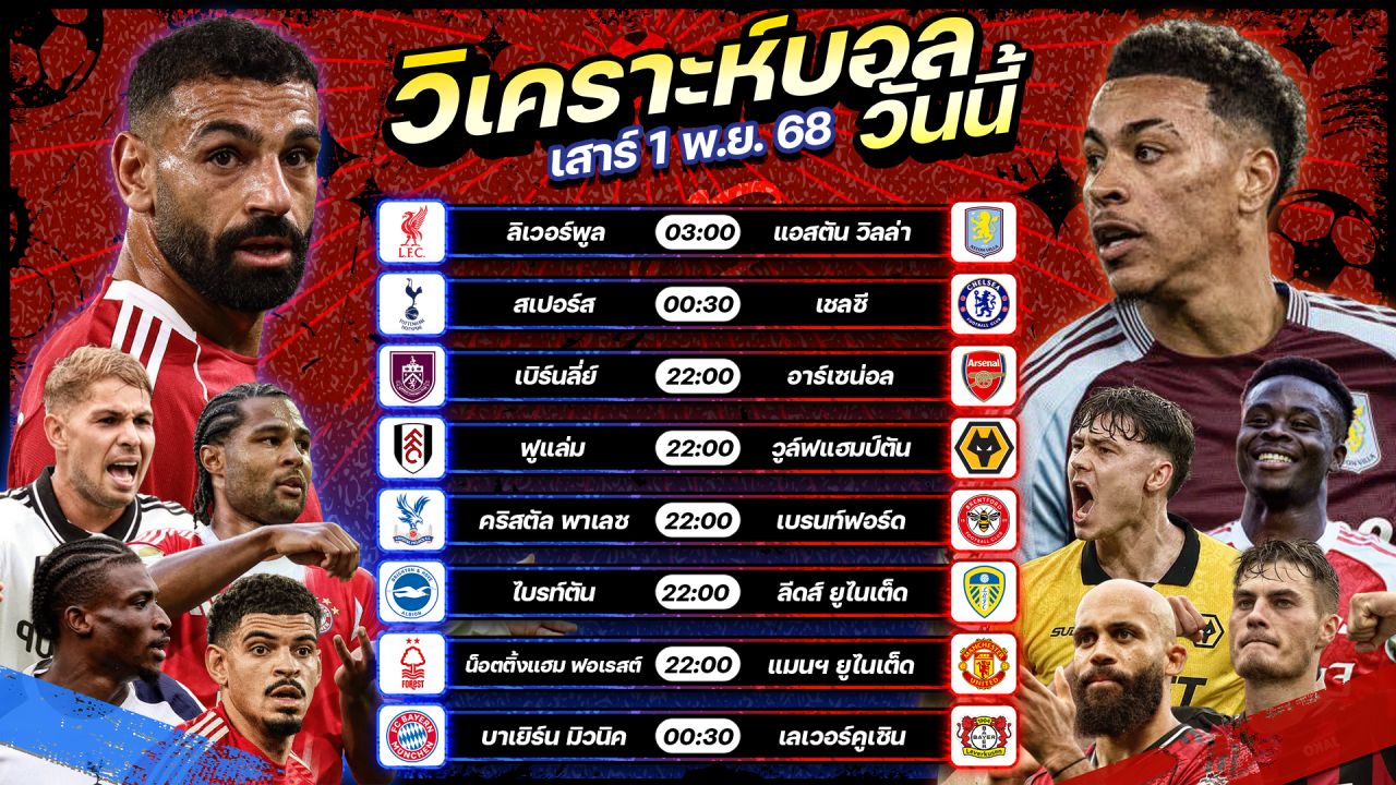 🥇⚽️🥳วิเคราะห์บอลวันนี้ ทีเด็ดบอล l วันเสาร์ที่ 1 พฤศจิกายน 2568 by อัศวินล้มโต๊ะ #พรีเมียร์ลีก #บุนเดสลีกา