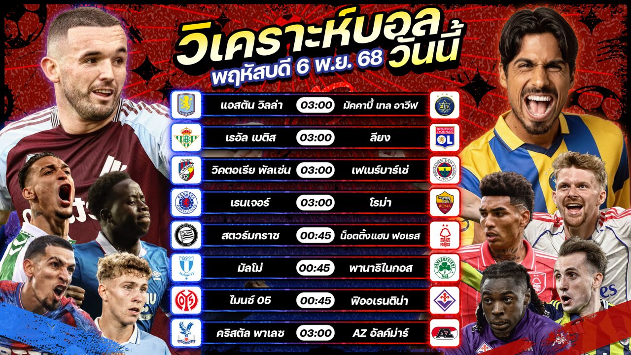 วิเคราะห์บอลวันนี้ ทีเด็ดบอล l วันพฤหัสบดี ที่ 6 พฤศจิกายน 2568 by อัศวินล้มโต๊ะ #ยูโรป้าลีก #คอนเฟอเรนซ์ลีก