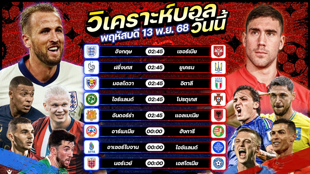 ⚽️🌍😎วิเคราะห์บอลวันนี้ ทีเด็ดบอล l วันพฤหัสบดี ที่ 13 พฤศจิกายน 2568 by อัศวินล้มโต๊ะ #บอลโลก #worldcup