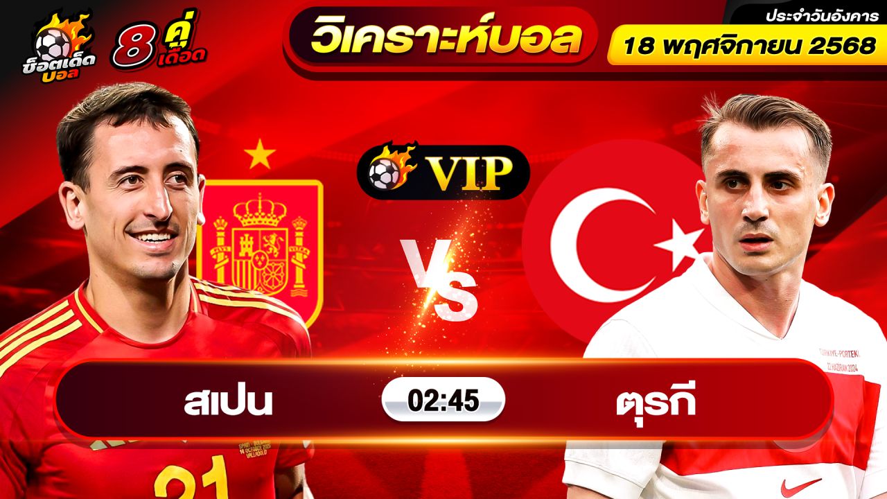 วิเคราะห์บอลวันนี้ ทีเด็ดบอล วันอังคาร ที่ 18 พฤศจิกายน 2568 By ช็อตเด็ดบอลเต็ง