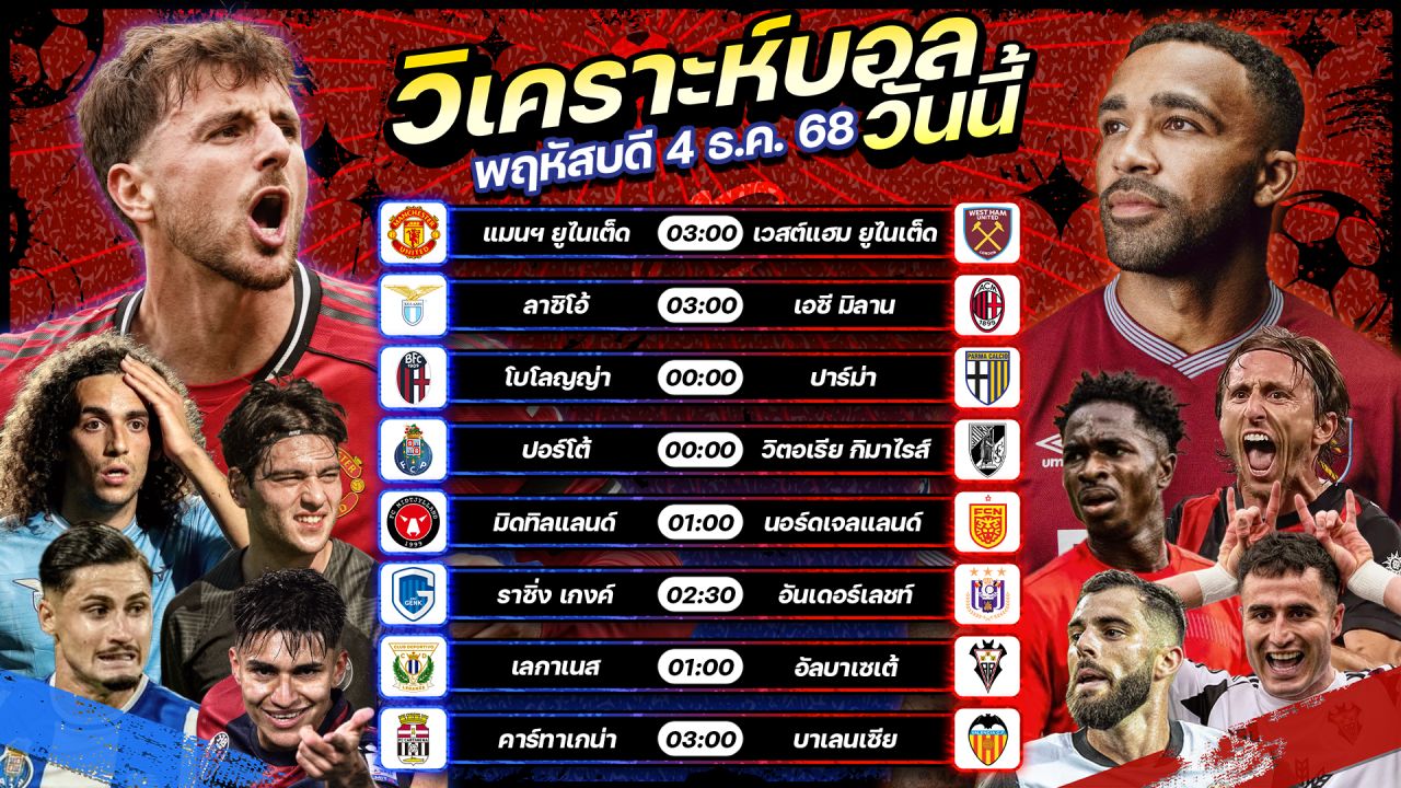 ⚽️🏅🥳วิเคราะห์บอลวันนี้ ทีเด็ดบอล l วันพฤหัสบดี ที่ 4 ธันวาคม 2568 by อัศวินล้มโต๊ะ #พรีเมียร์ลีก