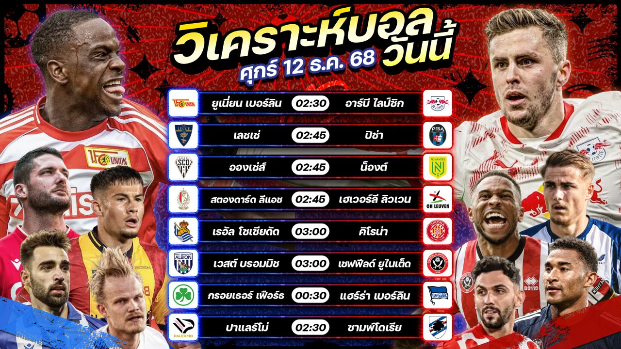 ⚽️🥇🥳วิเคราะห์บอลวันนี้ ทีเด็ดบอล l วันศุกร์ ที่ 12 ธันวาคม 2568 by อัศวินล้มโต๊ะ #บุนเดสลีกา #เซเรียอา #เซเรียอา