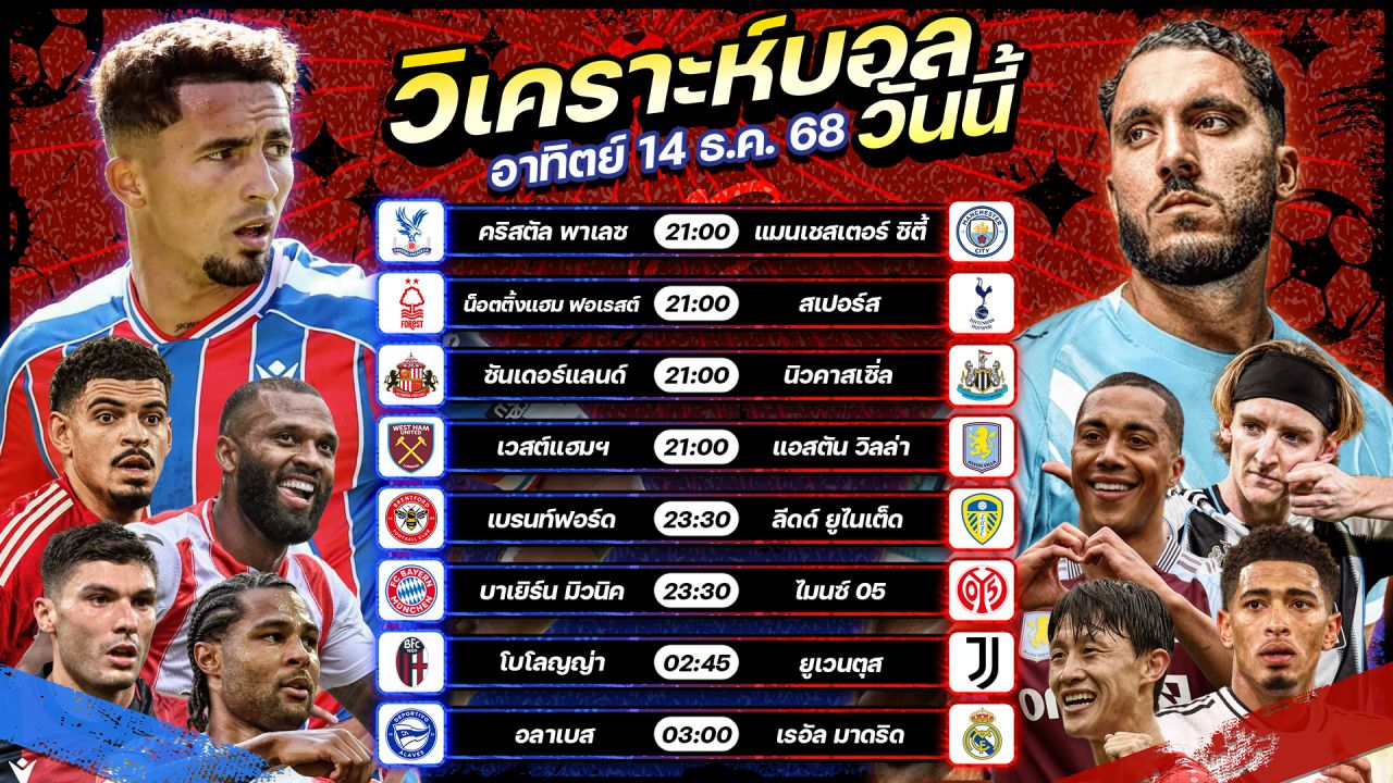 ⚽️🥇🥳วิเคราะห์บอลวันนี้ ทีเด็ดบอล l วันอาทิตย์ ที่ 14 ธันวาคม 2568 by อัศวินล้มโต๊ะ #พรีเมียร์ลีก #เซเรียอา #ลาลีกา