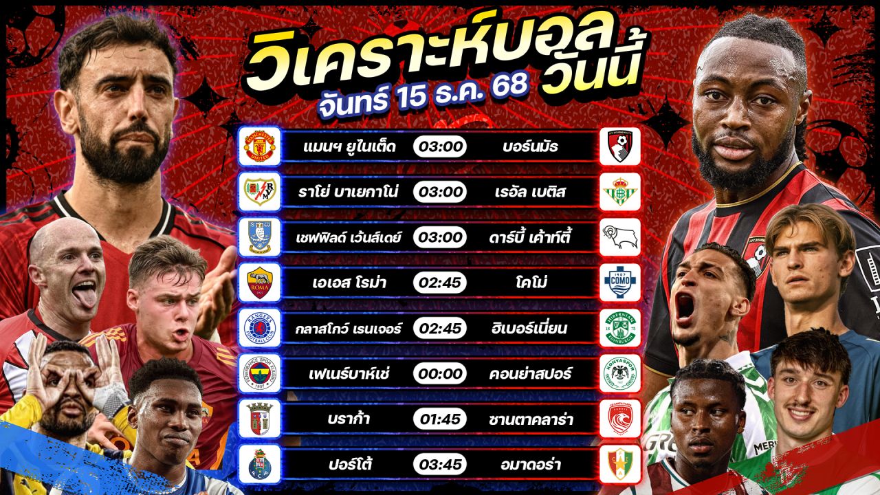 ⚽️🥇🥳วิเคราะห์บอลวันนี้ ทีเด็ดบอล l วันจันทร์ ที่ 15 ธันวาคม 2568 by อัศวินล้มโต๊ะ #พรีเมียร์ลีก #เซเรีอา #ลาลีกา