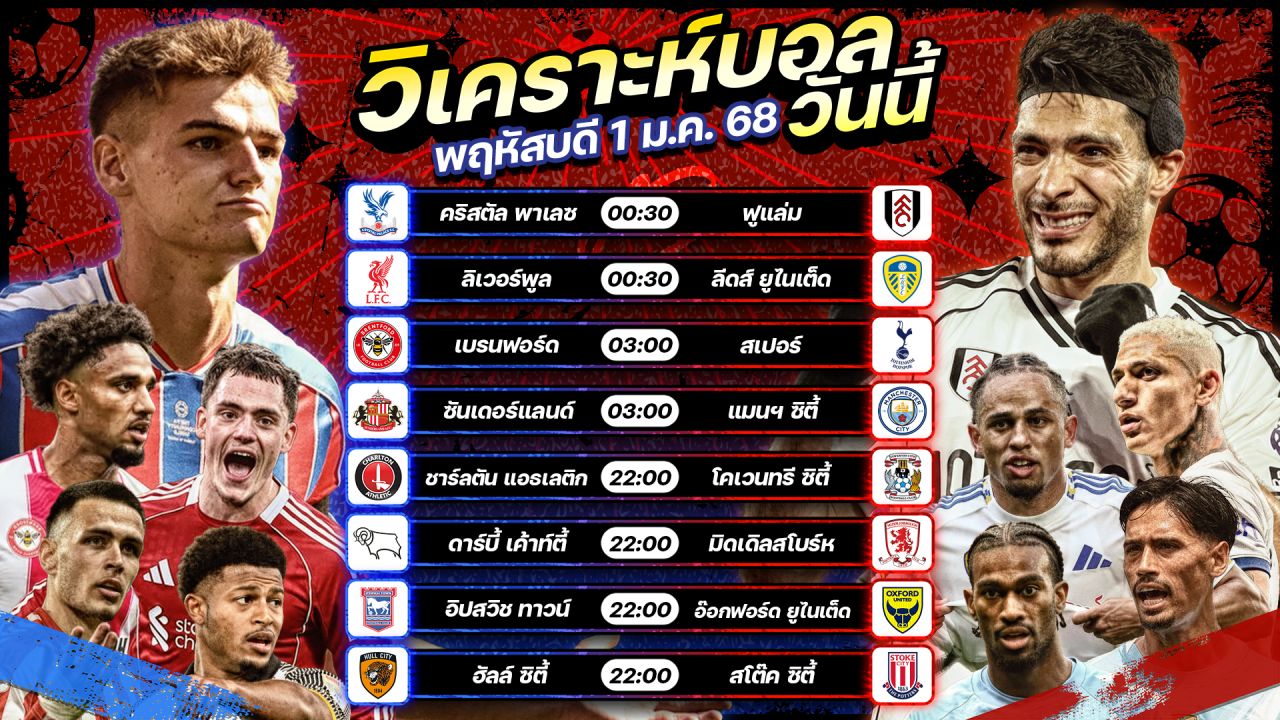 ⚽️🎖️🥳วิเคราะห์บอลวันนี้ ทีเด็ดบอล l วันพฤหัสบดี ที่ 1 มกราคม 2569 by อัศวินล้มโต๊ะ #พรีเมียร์ลีก #แชมป์เปี้ยนชิพ