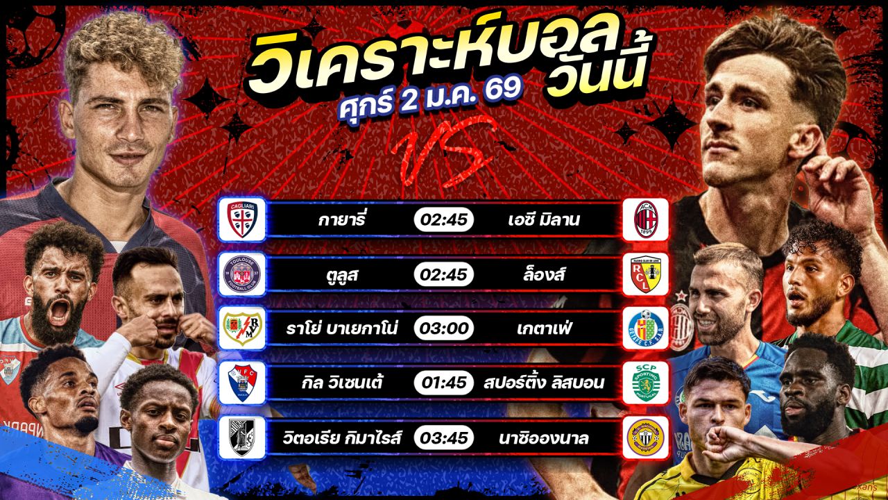 ⚽️🎖️😎วิเคราะห์บอลวันนี้ ทีเด็ดบอล l วันศุกร์ ที่ 2 มกราคม 2569 by อัศวินล้มโต๊ะ #เซเรียอา #ลาลีกา