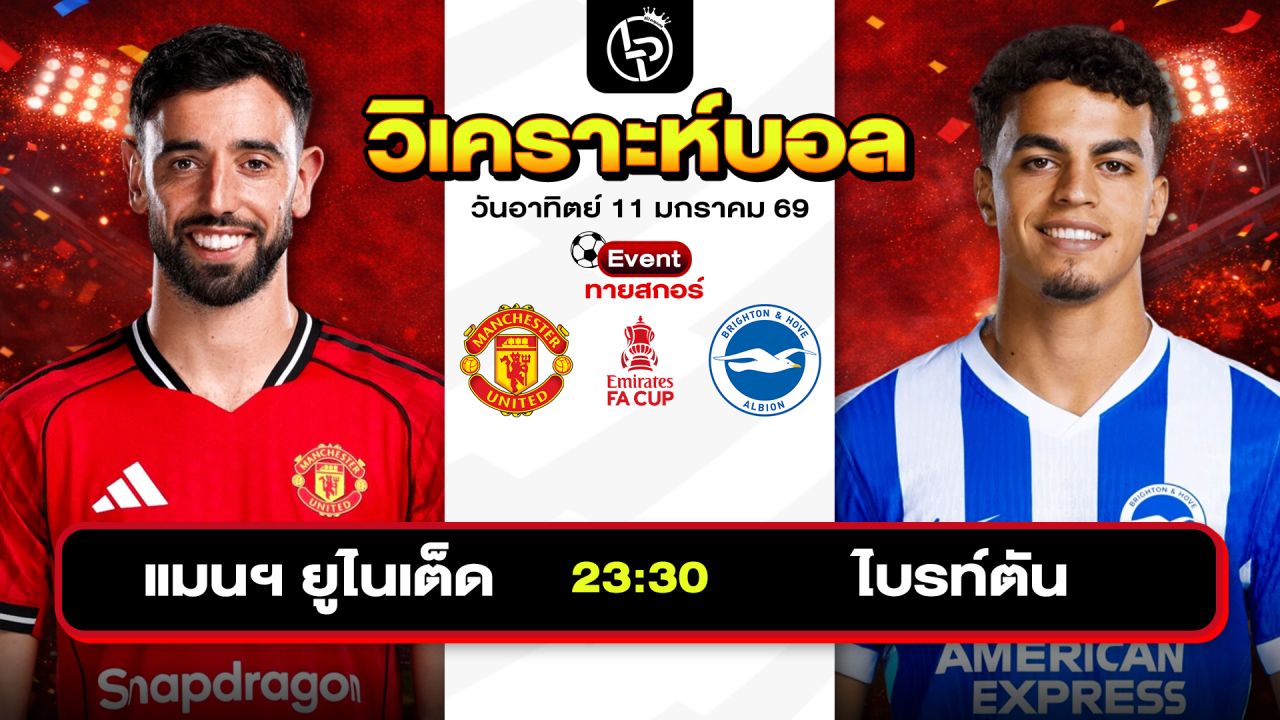 วิเคราะห์บอลวันนี้ ทีเด็ดบอล วันอาทิตย์ที่ 11 มกราคม 2569 By ลิโป้ตะลุมบอล