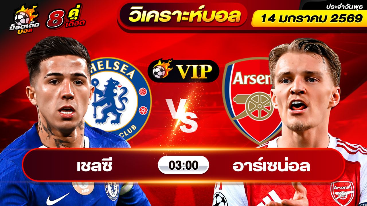 วิเคราะห์บอลวันนี้ ทีเด็ดบอล วันพุธ ที่ 14 มกราคม 2569 By ช็อตเด็ดบอลเต็ง