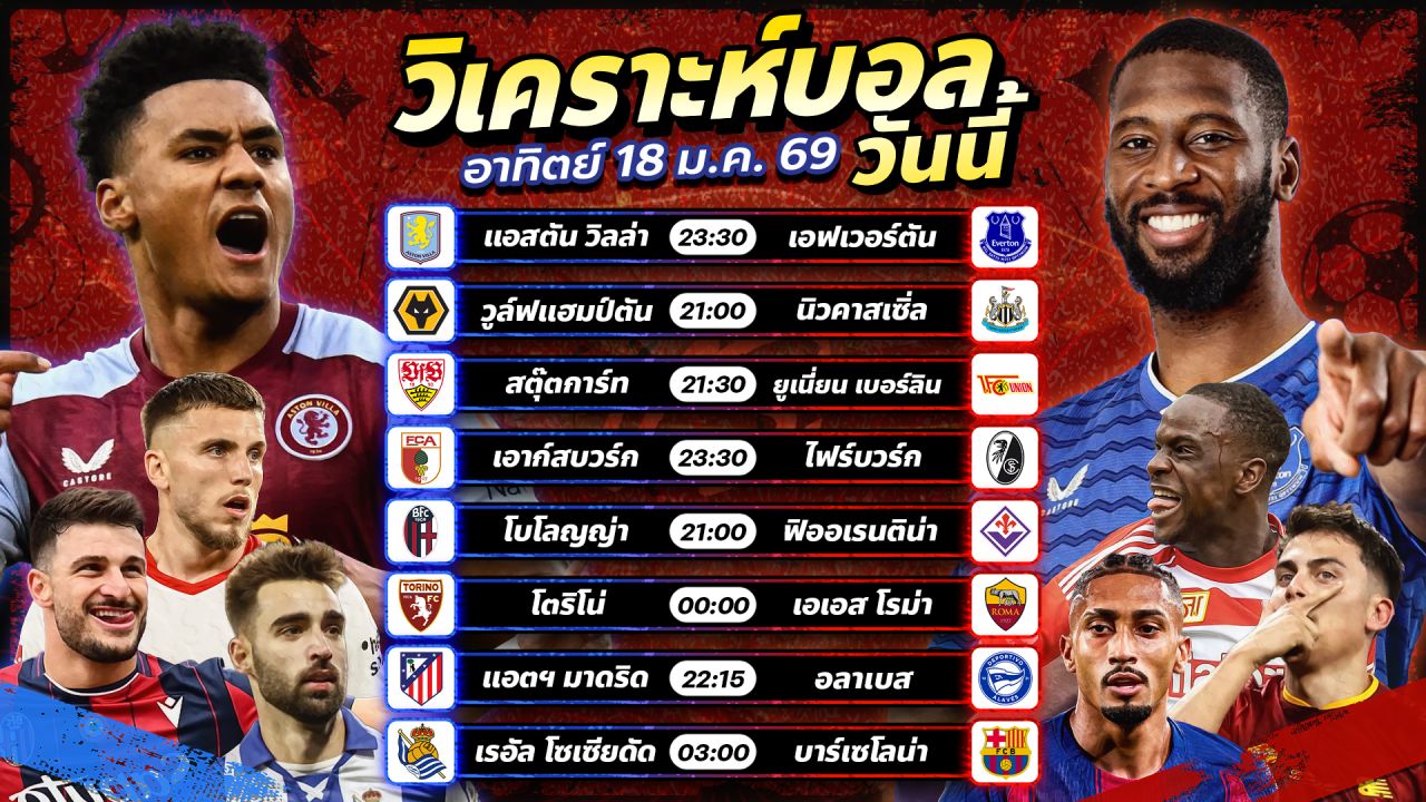 ⚽️📺🥳วิเคราะห์บอลวันนี้ ทีเด็ดบอล วันอาทิตย์ ที่ 18 มกราคม 2569 By อัศวินล้มโต๊ะ