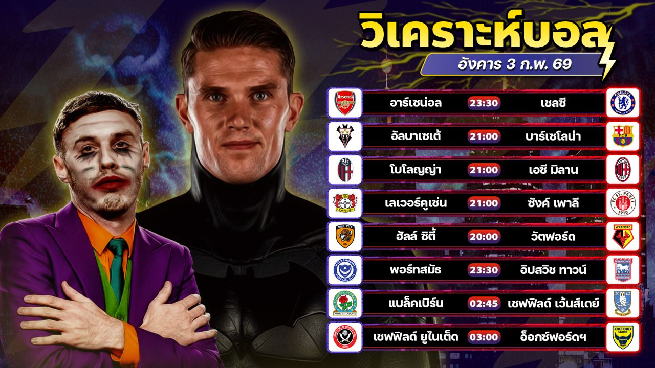 ⚽️💰🙃วิเคราะห์บอลวันนี้ ทีเด็ดบอล วันอังคารที่ 3 กุมภาพันธ์ 2569 By อัศวินล้มโต๊ะ l อศว #อศว