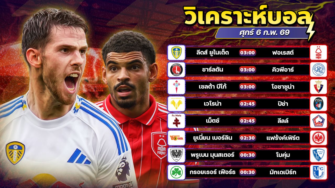 ⚽️🌟🥳วิเคราะห์บอลวันนี้ ทีเด็ดบอล วันศุกร์ ที่ 6 กุมภาพันธ์ 2569 By อัศวินล้มโต๊ะ l อศว #อศว