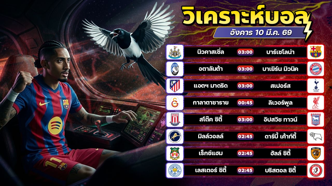 ⚽️🏆😎วิเคราะห์บอลวันนี้ ทีเด็ดบอล วันอังคาร ที่ 10 มีนาคม 2569 By อัศวินล้มโต๊ะ l อศว #อศว