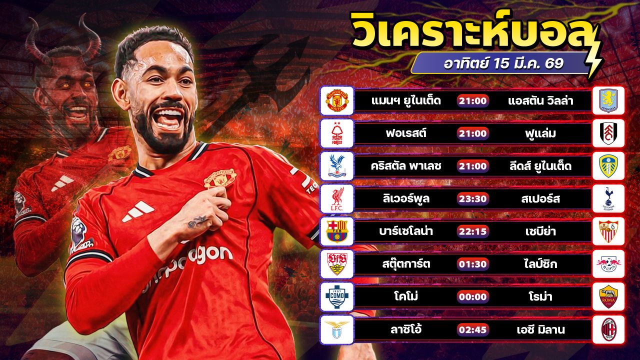 ⚽️🥇😎วิเคราะห์บอลวันนี้ ทีเด็ดบอล วันอาทิตย์ ที่ 15 มีนาคม 2569 By อัศวินล้มโต๊ะ l อศว #อศว