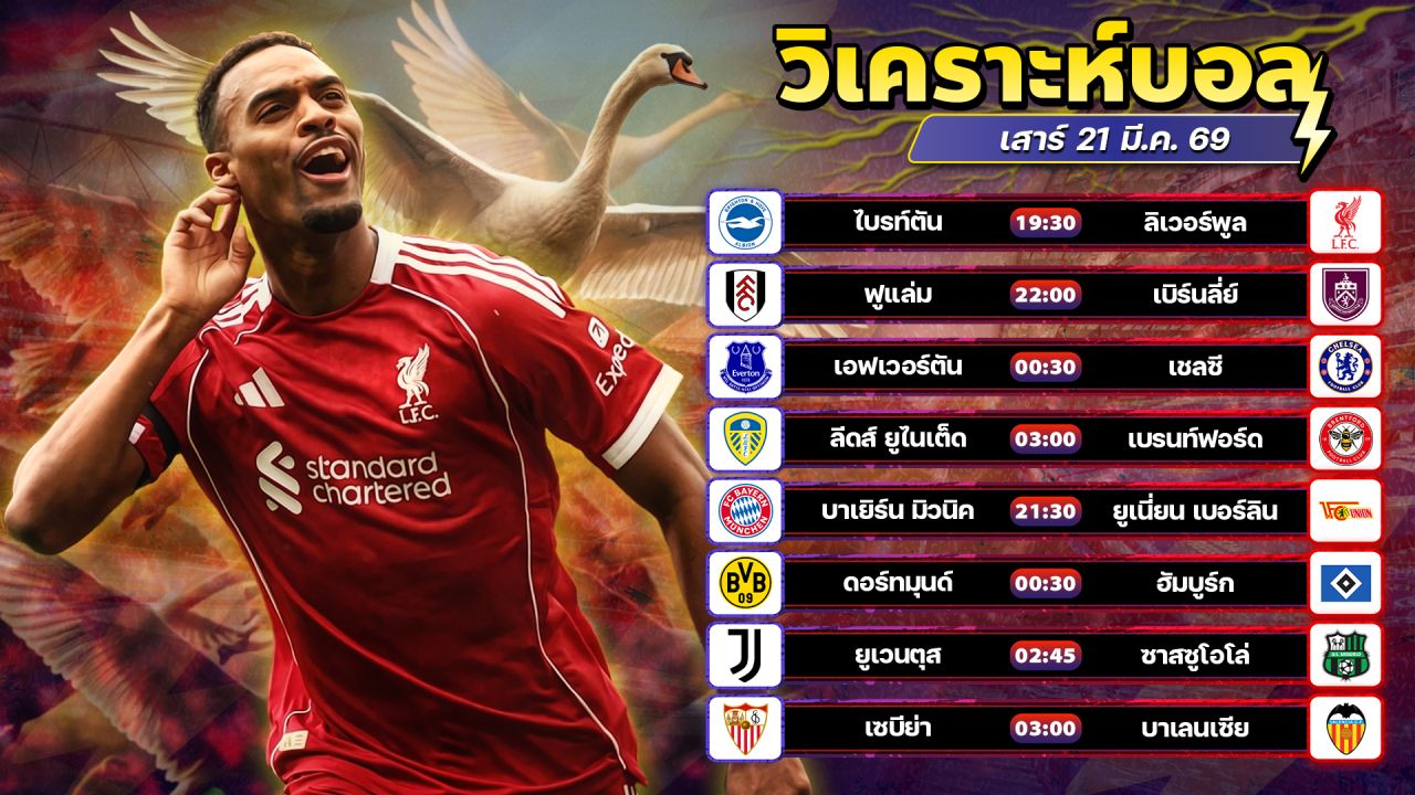⚽️👍🏻😉วิเคราะห์บอลวันนี้ ทีเด็ดบอล วันเสาร์ ที่ 21 มีนาคม 2569 By อัศวินล้มโต๊ะ l อศว #อศว