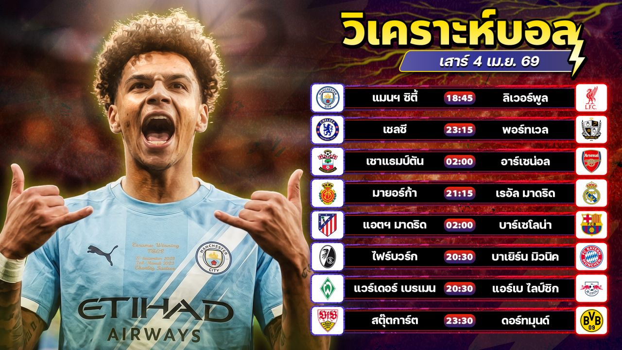 ⚽️⛽️😊วิเคราะห์บอลวันนี้ ทีเด็ดบอล วันเสาร์ ที่ 4 เมษายน 2569 By อัศวินล้มโต๊ะ l อศว #อศว