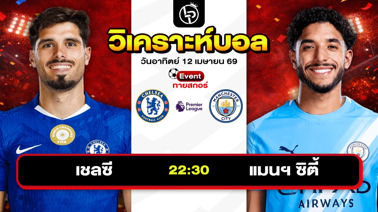 วิเคราะห์บอลวันนี้ ทีเด็ดบอลวันนี้ วันอาทิตย์ที่ 12 เมษายน 2569 By ลิโป้ตะลุมบอล