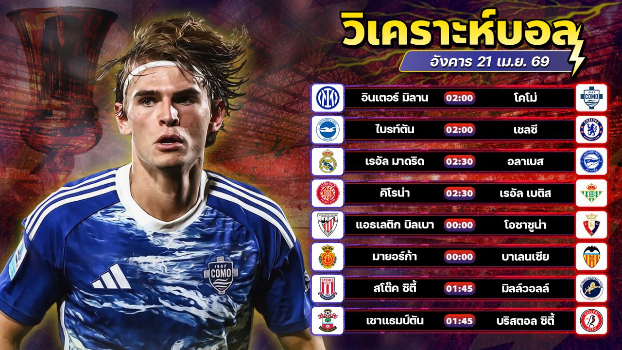 ⚽️👑🤩วิเคราะห์บอลวันนี้ ทีเด็ดบอล วันอังคาร ที่ 21 มษายน 2569 By อัศวินล้มโต๊ะ l อศว #อศว
