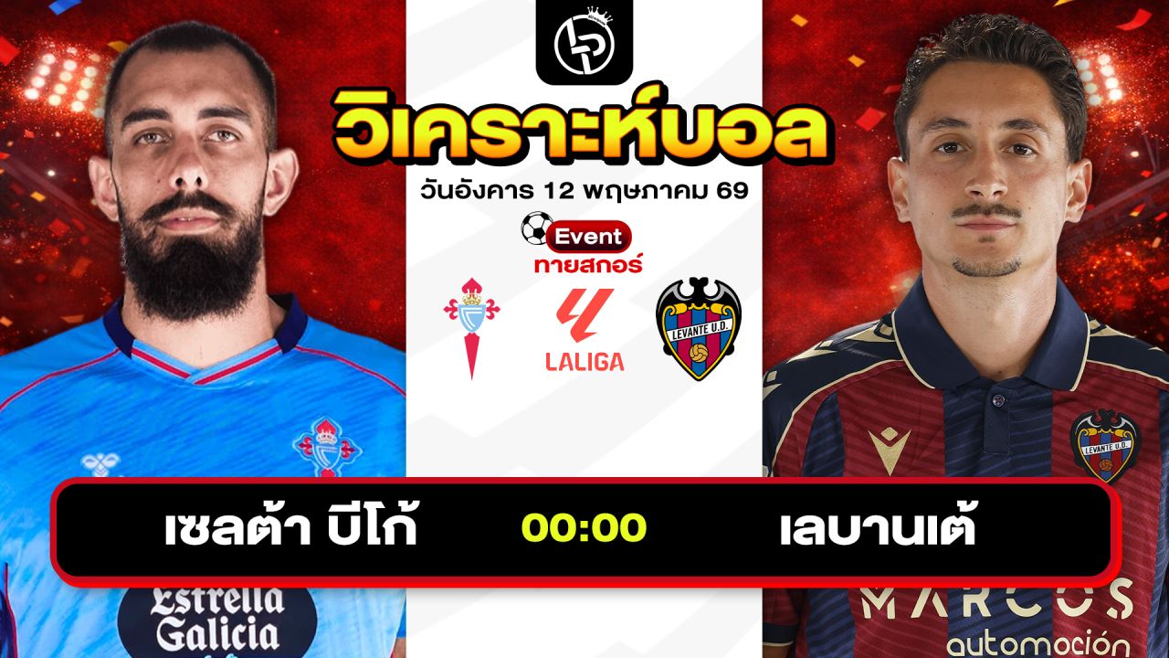 วิเคราะห์บอลวันนี้ ทีเด็ดบอลวันนี้ วันอังคารที่ 12 พฤษภาคม 2569 By ลิโป้ตะลุมบอล