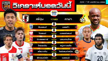 ดูวิเคราะห์ วิเคราะห์บอลวันนี้ | วันที่ 14 พฤศจิกายน 2568 | กระชับมิตรทีมชาติ คัดบอลโลก โซนยุโรป | by อาทิตย์ บอลเต็ง