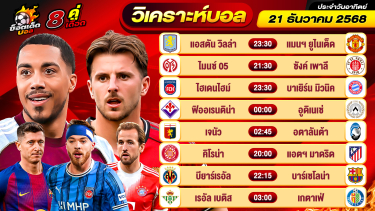 ดูวิเคราะห์ วิเคราะห์บอลวันนี้ ทีเด็ดบอล วันอาทิตย์ ที่ 21 ธันวาคม 2568 By ช็อตเด็ดบอลเต็ง