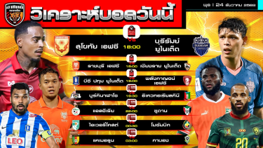 ดูวิเคราะห์ วิเคราะห์บอลวันนี้ | วันที่ 24 ธันวาคม 2568 | ไทยลีก Africa Cup of Nations | by อาทิตย์ บอลเต็ง (@itid007)