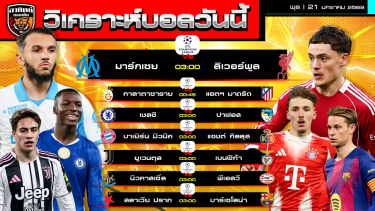 ดูวิเคราะห์ วิเคราะห์บอลวันนี้ | วันที่ 21 มกราคม 2569 | UEFA Champions League | by อาทิตย์ บอลเต็ง (@itid007)